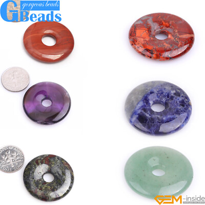 #ad Donut Pendant Bead Natural Assorted Stones Buckle Free Shipping 1 Piece 30mm $5.56