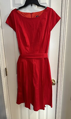 #ad Pukavt Women Red 2XL Party Dress Cap Sleeve 1950 Retro Swing Dress with Pockets $9.95