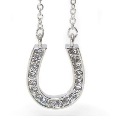 #ad Crystal Lucky Horseshoe Pendant Necklace White Gold $13.94