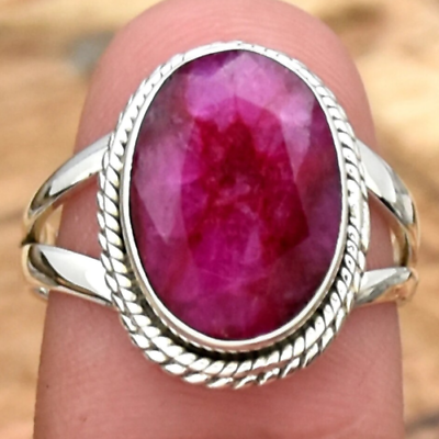 #ad Indian Ruby Ring 925 Sterling Silver Handmade Statement Partywear Ring HM757 $11.76