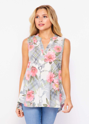 #ad HoneyMe Womens Sleeveless Floral Print Blouse Top $24.99