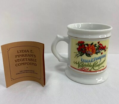 #ad Lydia E. Pinkham’s Vegetable Coffee Porcelain Mug Franklin Corner Store 1984 $11.95