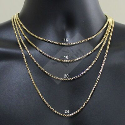#ad Stainless Steel 3mm Round Box Chain 14k Gold Plated 7quot; 32quot; Mens Womens Necklace $7.99