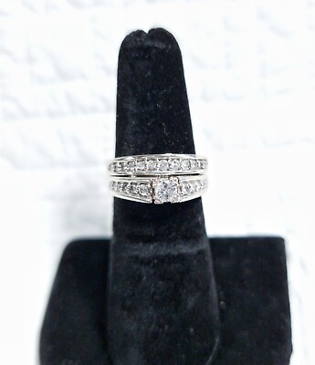 #ad 14kt White Gold 1 2 CTW. Round Diamond Engagement Wedding Ring Bridal Set $547.00
