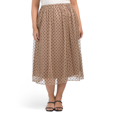#ad Anne Klein Womens Dot Print Mesh Skirt 1X $38.89