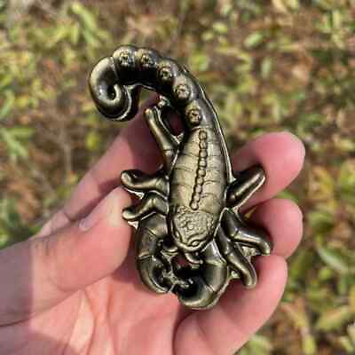 #ad 1pc Flash Golden Obsidian Scorpion Healing Crystal Scorpion Carving $88.00
