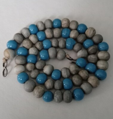 #ad OLD Native American CHIEF Trade Beads? Stone amp; Glass Sterling Hook Necklace $125.00