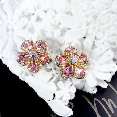 #ad Chic Silver Plated Flower Zircon Crystal Earrings Ear Stud Women Jewelry Xmas $2.00