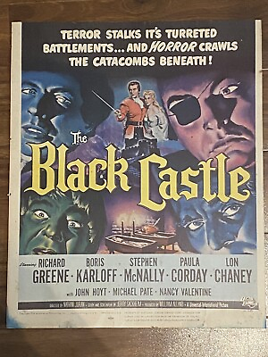 #ad Original 1952 Boris Karloff Horror The Black Castle Window Card C $325.00