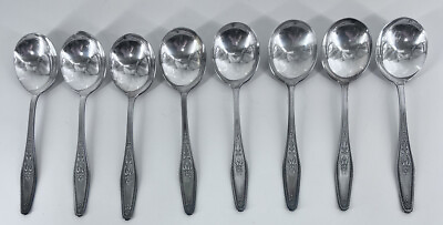 #ad 8 Vintage National Silver Plated E.P.N.S. TWENTY Silverplate Soup Spoons $32.00