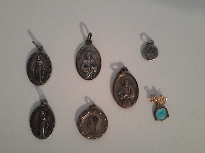 #ad Vintage St Jude Mother Mary Misc Catholic Medals Charms Pendant from Italy $19.99