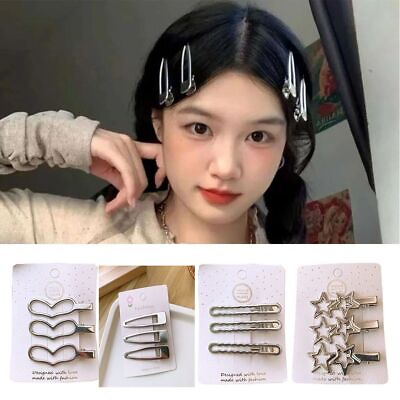 #ad 3Pcs Set Hair Clip Heart Metal Hairpins Metal Waterdrops Metal Hairpins Women AU $5.45