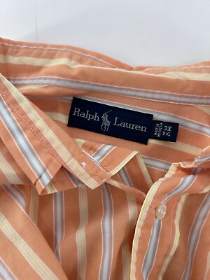 #ad Ralph Lauren Big And Tall 3XB Short Sleeve Button Up Orange Shirt $28.00