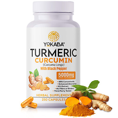 #ad 250 Capsules Turmeric Curcumin 5000mg Herbal Extract $13.48