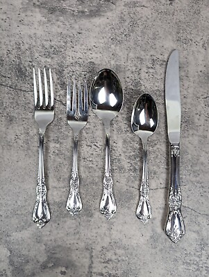 #ad 5 Pc Place Setting Oneida KENNETT SQUARE Stainless Distinction Deluxe Glossy HH $19.95