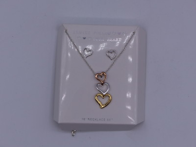 #ad ALWAYS FOLLOW YOUR HEART NECKLACE GLUED 3 HEARTS BRONZE GOLD AND SILVER TOGETHER $19.99
