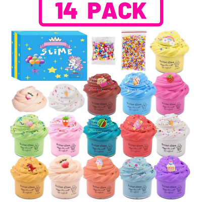 #ad 14 PACK Butter Slime Kit Scented Super Soft amp; Non Sticky Cloud Party Favor Gifts $17.99