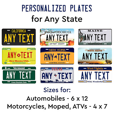 #ad Personalize Custom License Plate Tag for Any State Auto Car Motorcycle ATV Moped $19.99