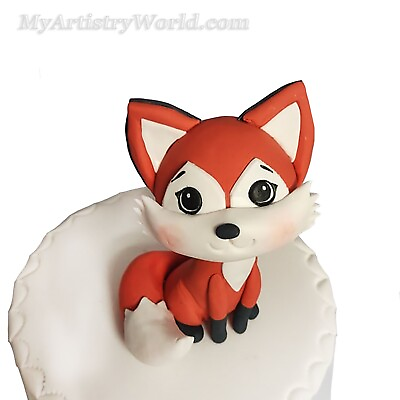 #ad Fox cake topper. Edible 3D fondant gum paste Woodland animals Fox figurine $50.00