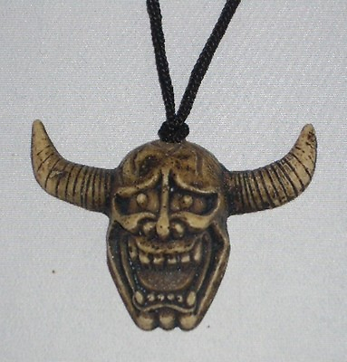 #ad Evil Devil PEWTER DEMON SKULL HORN Pendant Necklace Wholesale Price Brand NEW $6.99
