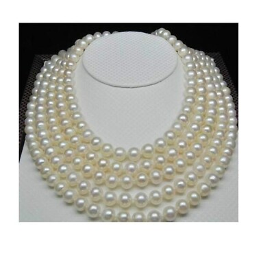 #ad Five strand AAA 9 10MM REAL WHITE SOUTH SEA ROUND PEARL NECKLACE16quot;17quot;18quot;19quot;20quot; $298.00