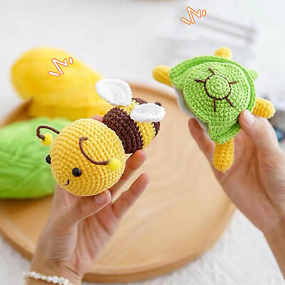 #ad DIY Crochet Kit for Beginners Hand Knitting Animal Stuffed Toys Cute Bee Turtle $10.25