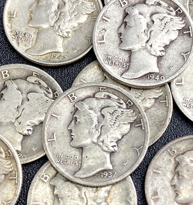 #ad Mercury Dime Random Date 90% Silver 10c US Coin $2.29
