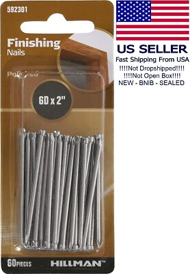 #ad Finishing Nails Polished Silver 6D x 2quot; 60 Pieces Hillman 592301 $9.99