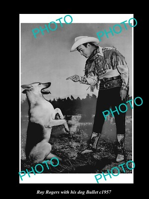 #ad OLD 8x6 HISTORIC PHOTO OF ROY ROGERS amp; HIS DOG BULLET GERMAN SHEPHERD c1957 AU $9.00