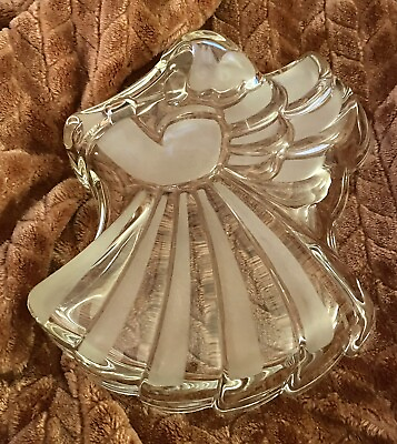 #ad Vintage 1980s Mikasa Celebrations Frosted Angel Trumpet Candy Dish Chocolates 7” $25.00