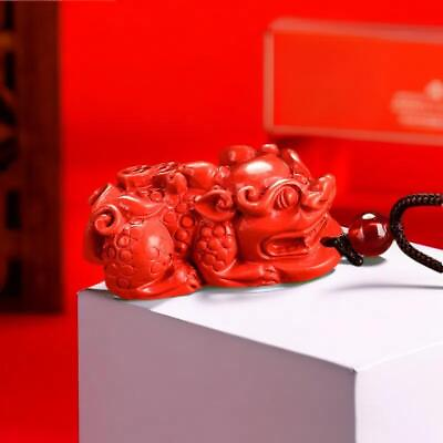 #ad Red Cinnabar Pixiu Pendant Accessories Fashion Men Natural Jewelry Gift Stone $4.99