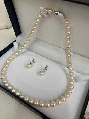#ad Large Akoya Pearl Genuine Necklace And Earrings $778.27