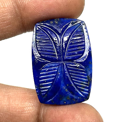 #ad 35.00 Cts Untreated Natural Lapis Lazuli Carved Rich Blue Pendant Size Gemstone $15.00