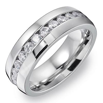 #ad 8 MM Stainless Steel Ring Band For Men Eternity Wedding Jewelry Silver Size 9 13 $21.61