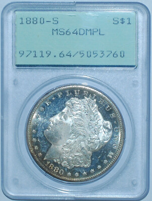 #ad 1880 S PCGS MS64DMPL Deep Mirror Prooflike Morgan Silver Dollar OGH Rattler $546.24