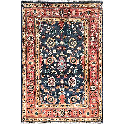 #ad 2#x27;x2#x27;10quot; Blue Hand Knotted 100% Wool Afghan Peshawar Mat Oriental Rug R85468 $119.70