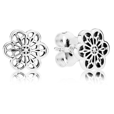 #ad Brand Authentic 100% 925 Silver Floral Daisy Stud Earrings 290692 CZ $29.98