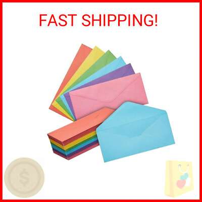 #ad 120 Pack #10 Business Mailing Colorful Envelopes in 6 Assorted Colors Gummed V $18.93