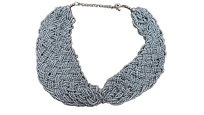 #ad Vintage Silver Bead Braided Statement Collar Necklace 16quot; 19quot; $19.40