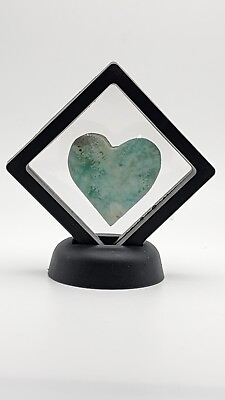 #ad Hemimorphite Heart Hand Carved Blue Heart Free Floating Frame Gifting Heart $24.99