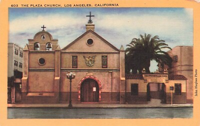 #ad Postcard Plaza Church Los Angeles California $4.75