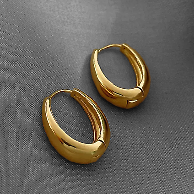 #ad Gold Plated Hoop Dangle Medium Size Earrings Fashion Jewelry For Women 23mm $4.99