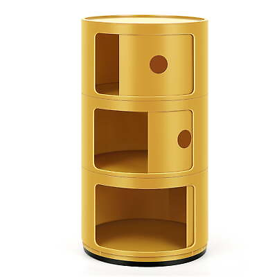 #ad 3 Drawer Sliding Barrel Modern Bedroom Nightstand Yellow $33.89