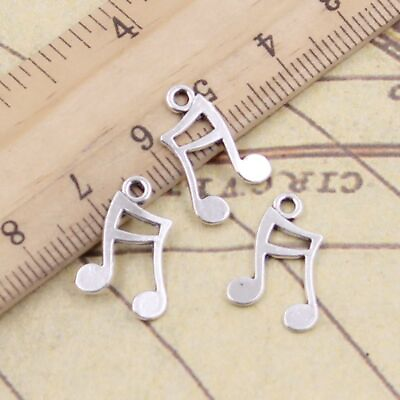 #ad Musical Note Charm Bronze Silver Color Pendants 17x11mm Jewelry Charms 30Pcs $7.40