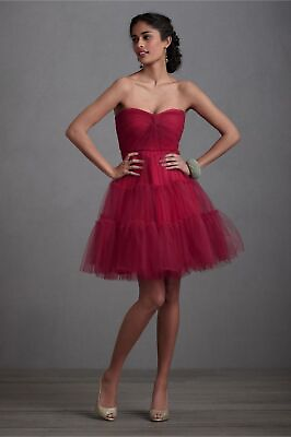 #ad Anthropologie Ballerina Hot Pink Strapless Mini Tutu Formal Dress XS Va Et Vien $56.99