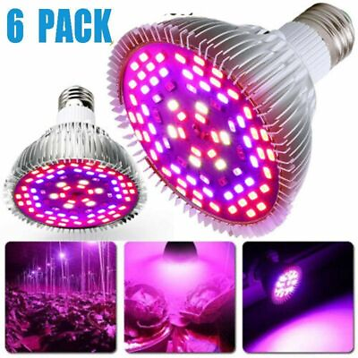 #ad 6Pcs 100W Full Spectrum E27 LED Grow Light Bulb Lamp for Veg Bloom Indoor Plant $18.94