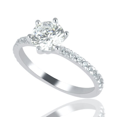 #ad 0.80 CT Elegant Round Cut Diamond Engagement Ring 14K White Gold H SI2 $787.10