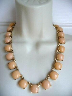 #ad J. Crew Necklace New Statement Gold Tone Blue Peach Pink Cabochons Large Toggle $29.95