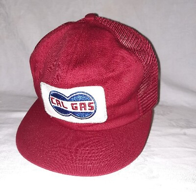 #ad Vintage Cal Gas Snapback Patch Hat K Products Mesh Cap Red Made in USA $23.99