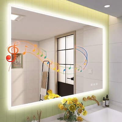 #ad LED Bathroom Lighted Mirror with Bluetooth Antifog Dimmable Vanity Touch 5 Size $184.49